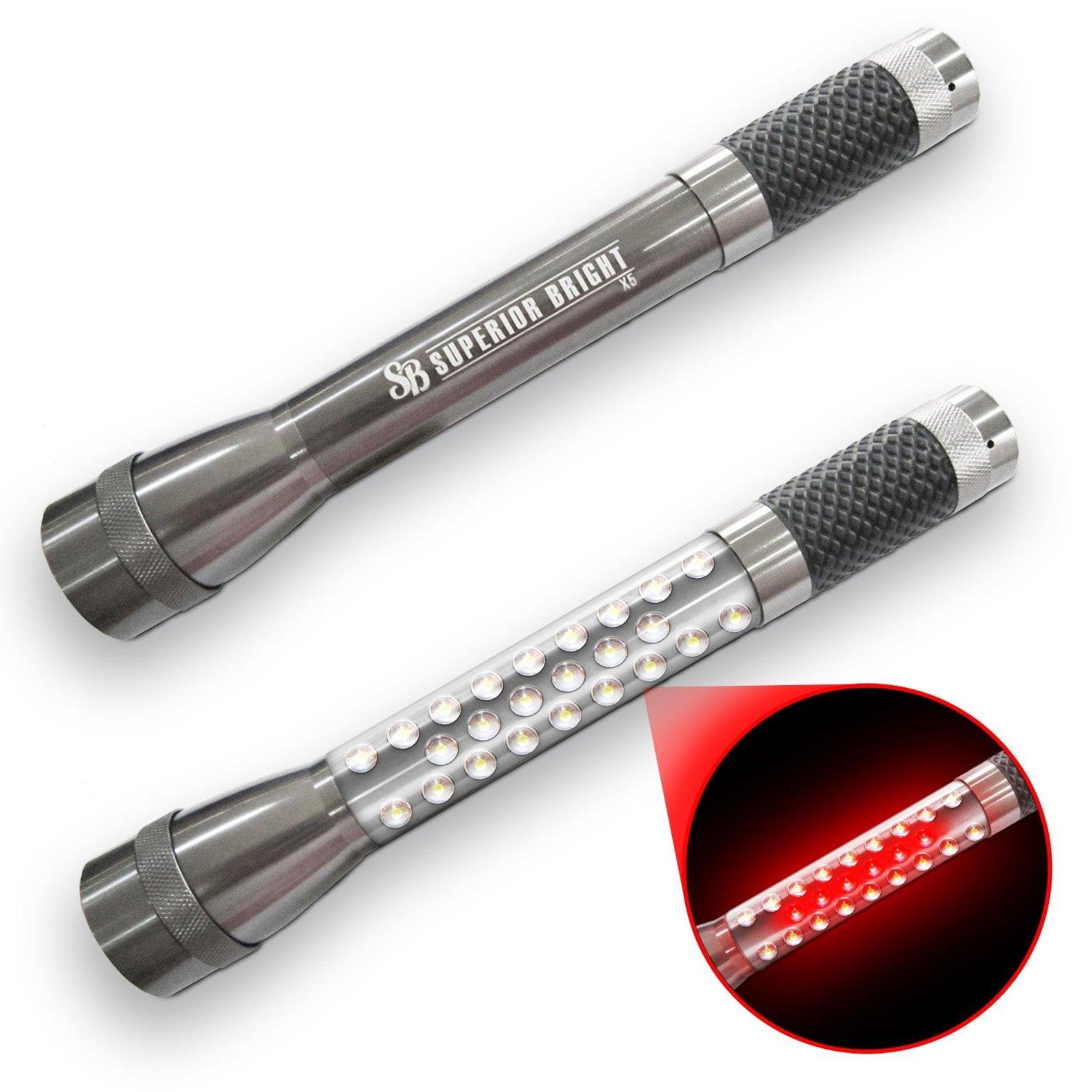 Flashlight LED- Best All Purpose Bright Everyday & All Weather Use. Car Emergency Red Flashing Light! Keep You & Your Family Safe! Flexible Uses- Boat, Camping.