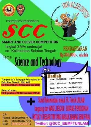 Scient and Technology | Akun Resmi SMART & CLEVER COMPETITION BEM Fakultas Teknik Universitas Lambung Mangkurat | more info → cek favorite