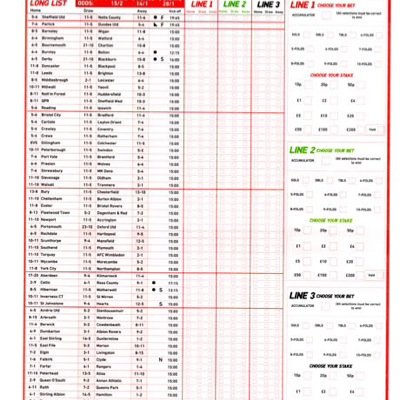 Free footy tips! Mainly accas up to a 4-fold for UK football! 75% record to date!