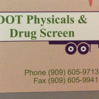 We do DOT physicals and drug testing. Call us 909-605-9713, walk ins welcome! Located in the PETRO parking lot.