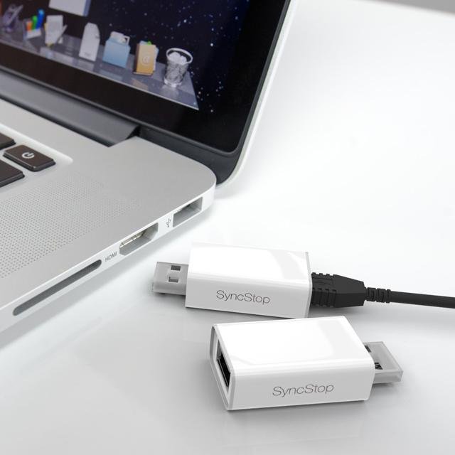 The SyncStop protects your mobile data from being accidentally shared, stolen, or infected with malware! SyncStop only transfers power, not your privacy!