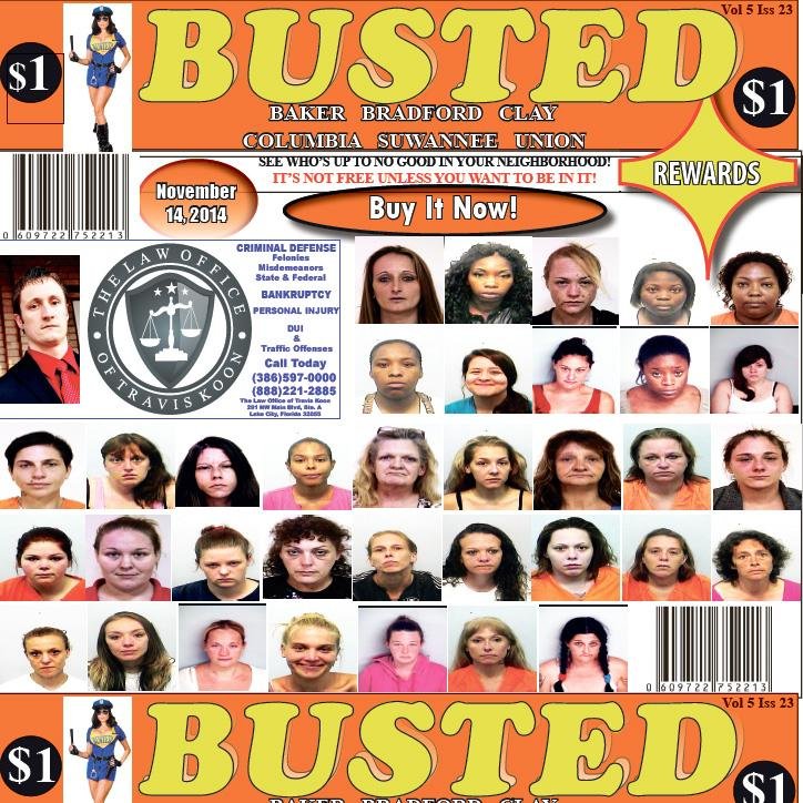 BUSTED the Magazine - 
The most fun you can have for a buck.
Baker, Bradford, Clay, Columbia, Suwannee & Union counties Florida.