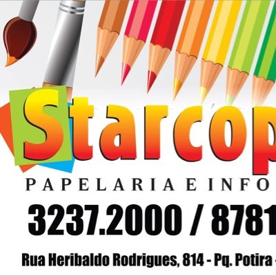 Starcopias, uma loja especializada em materiais escolar, plastificação, impressão, xerox, revelação de fotos e manutenção em computadores