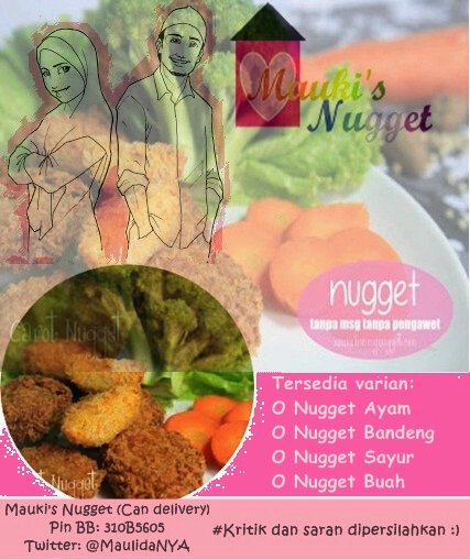 Mauki's Nugget |Nugget sehat dengan varian: ♥ Ayam, bandeng, sayur, buah| Non Msg, pengawet, pengenyal| Free delivery :) |Conpers :) pin:210B5605 @MaulidaNYA