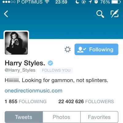 You might think it will never happen, but if you dont give up it WILL, i kept spamming and he followed me, dont lose hope @blesstyles
