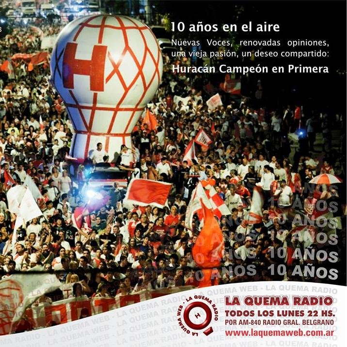 2003 / 2014  Programa Radial de #Huracan creado por @patita1983 y @bubyquemero AM 840 http://t.co/D7PuDZ0Bmn