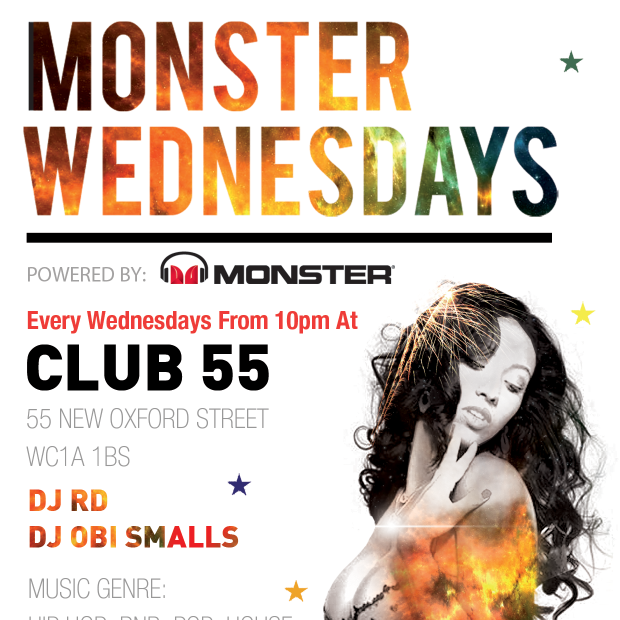 MonsterWed's profile picture. The brand new event located in London's West End. Hosting Monster Wednesdays at Club 55 every Wednesdays powered by @Monster_EU. Launching on Wed 26th Nov 2014