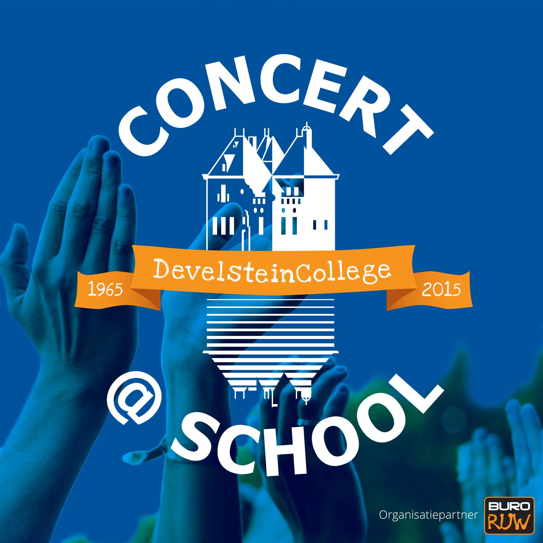 ConcertAtSchool (7-3-15) is een, i.s.m. @BuroRUW, georganiseerd festival voor oud-leerlingen + -medewerkers t.g.v. het 50-jarig bestaan van @Develstein! #Reunie