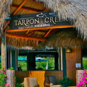 Waterfront Tiki Bar & Restaurant located  at MM 53.5 in Marathon Florida Keys  Open 11am - 10pm | 305-289-1332