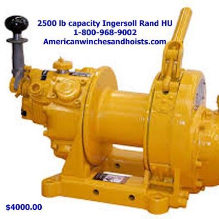 used air tuggers, man riding winches and hoists. Ingersol Rand winches, Columbia winches