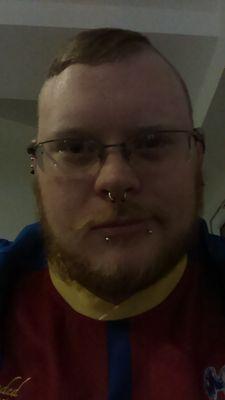 24/male/england/blonde hair/blue eyes/piercings/metal/hardcore/various music types/Crystal Palace Football Club/ Vocalist for Feral Ferret