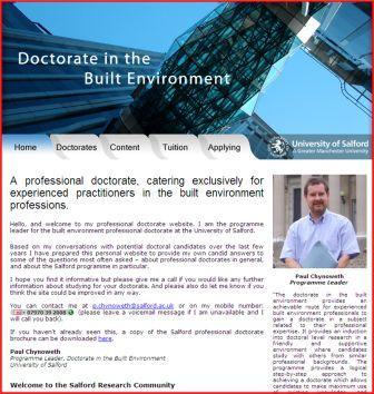 Built environment professional doctorate - an achievable route to a doctorate for experienced built environment professionals
