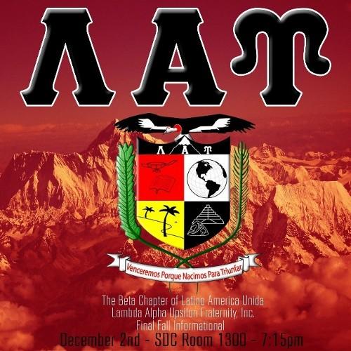 THE OFFICIAL TWITTER PAGE OF THE BLOODY BETA CHAPTER OF LATINO AMERICA UNIDA, LAMBDA ALPHA UPSILON FRATERNITY INC., FOLLOW US FOR UPDATES