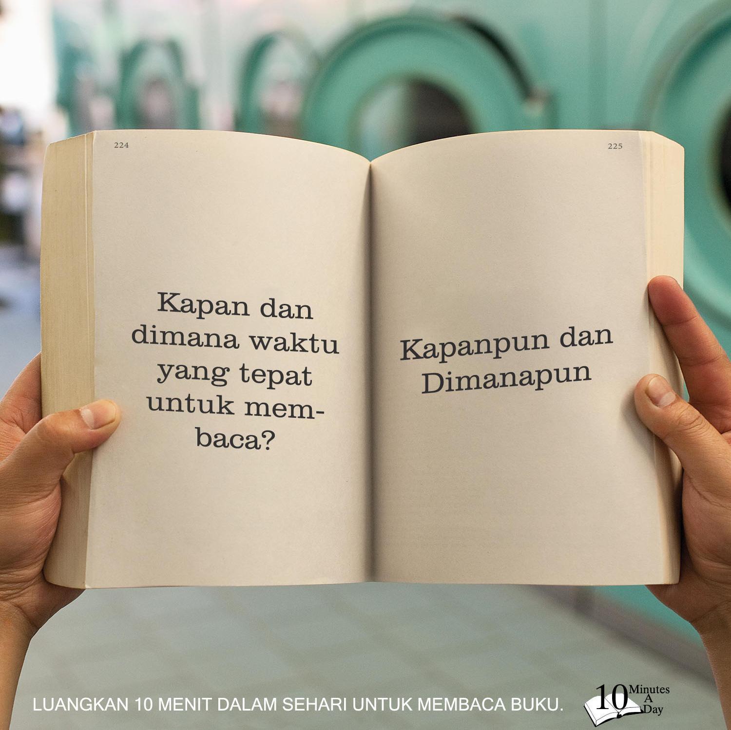 Gerakan untuk menyadarkan masyarakat akan pentingnya membaca dengan meluangkan 10 Menit dalam satu hari untuk membaca. Follow us!