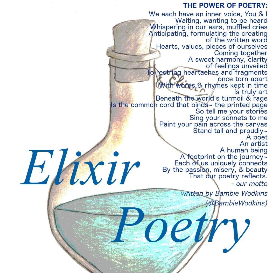A daily poetry challenge/prompt. Post your creations to #ElixirPoetry. Run by @RebeccaElton.