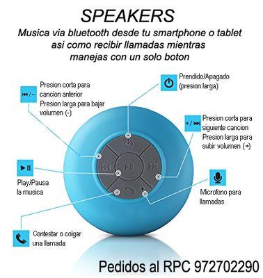 speakers bluetooth,  puedes escuchar musica o recibir llamadas mientras te bañas o manejas y asi evitar accidentes o multas, pedidos al rpc 972702290