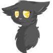 A black kit with yellow eyes. Looking for a clan. She-cat. Mate: none. Was rejected by her family.