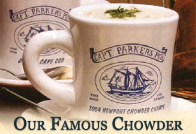 Captain Parker's Pub is a family friendly restaurant, 
most famous for our multi-award winning, thick and creamy, New England clam chowder.