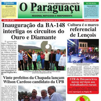 O Paraguaçu, periódico em circulação há quase 40 anos, de Itaberaba para o mundo, em defesa da vida e o meio ambiente do nosso planeta. Editor Salvador Roger.