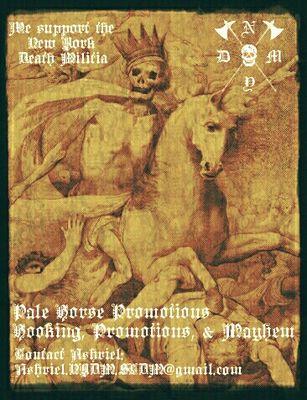 PaleHorsePromo's profile picture. Booking, Promotions, & Mayhem!

Booking and Promotion of Heavy Metal
in Greenville, SC USA

Contact Ashriel at:
Ashriel.NYDM.SCDM@gmail.com

We support NYDM