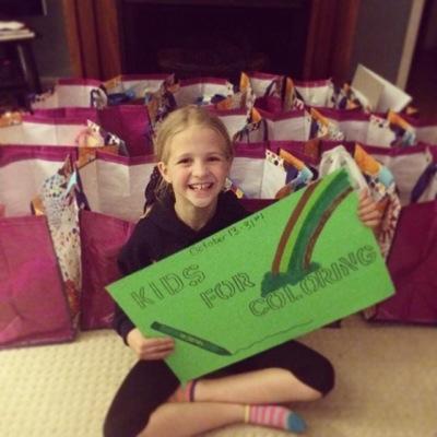 Kids for Coloring was created by Emma Klocker with the goal of collecting art supplies to be donated local children's hospitals.