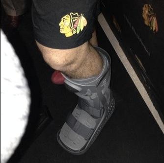 Corey Crawford's left foot. Temporarily contained, but never restrained.