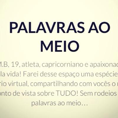 Twitter do blog Palavras ao Meio...
Por aqui vou tentar compartilhar sempre que rolar post novo, além de algumas dicas bem legais!