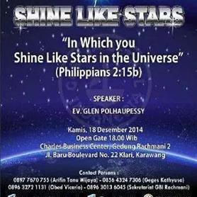 Be The Stars In The World ( Filipi 2 : 15 ) | Ibadah Fellowship : Setiap Sabtu, Pkl 19.00 WIB di GR 2 | Jalan Baru Boulevard No.22 Karawang Timur (CBC)