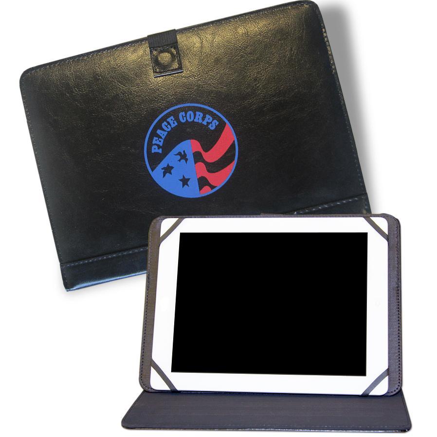 Peace Corps Tablet Case for your iPad or Samsung Galaxy Tablet in genuine black leather. Proceeds support the NPCA's mission in 3rd Goal activities.