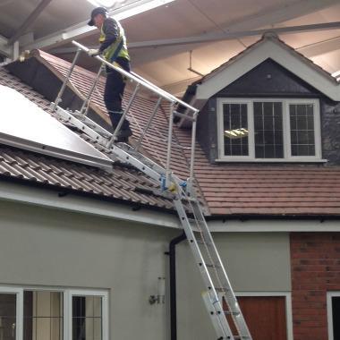 The only system that facilitates safe access to sloping roofs and conservatories. Built conjunction with the HSE