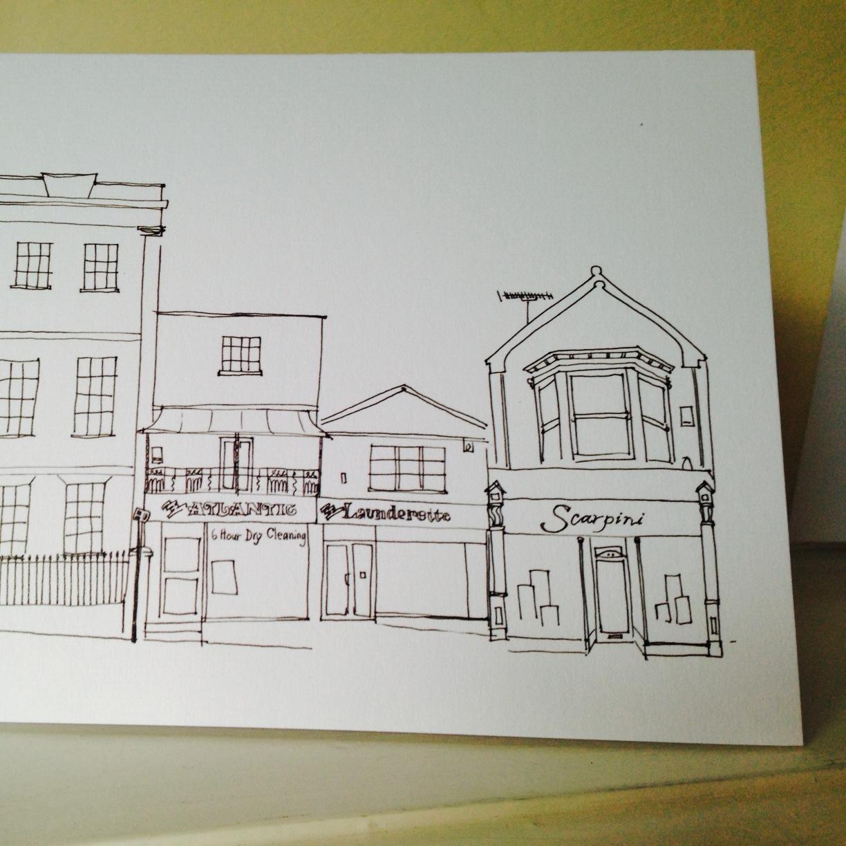 Artist Alys Scott Hawkins is producing a hand-drawn map representing the businesses and history of Bedford Place.