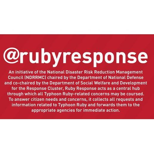 Government's official twitter account for information exchange and coordination related to TY Ruby response efforts. #rubyresponse