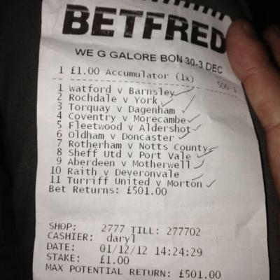 Providing Twitter with unlimited free betting tips, to bash the bookies.