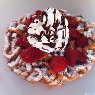 We serve fresh hot yummy funnel cakes, handdipped corn dog & lots of carnival type foods.We r the FAIR that comes to U! email us thefeedingfrnzy@gmail.com