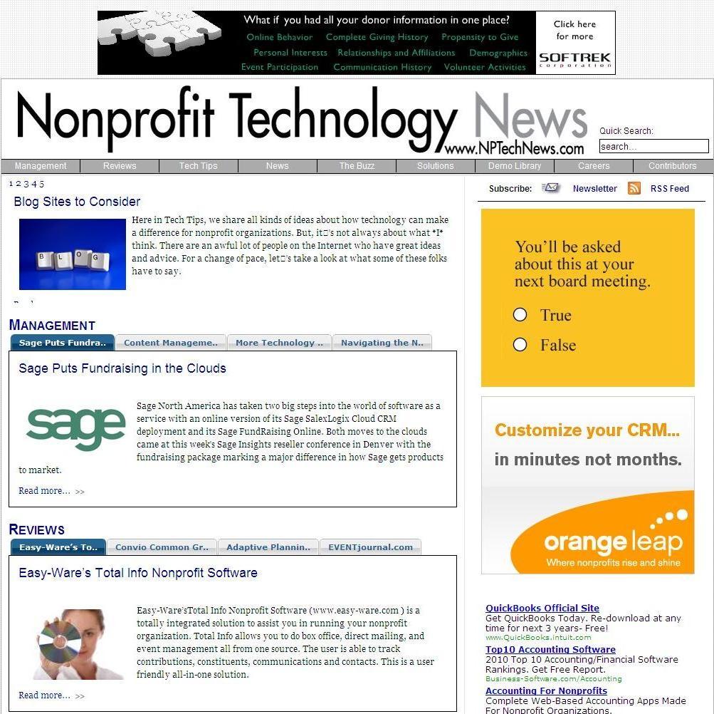 The leading info source for nonprofit tech #nptechnews #nptech #fundrasing #fundaccounting #onlinegiving #nptech