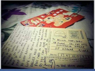 We custom hand-paint on postcards issued by the Indian post office. We also write a postcard with a message and a doodle on behalf of people and post it to chee
