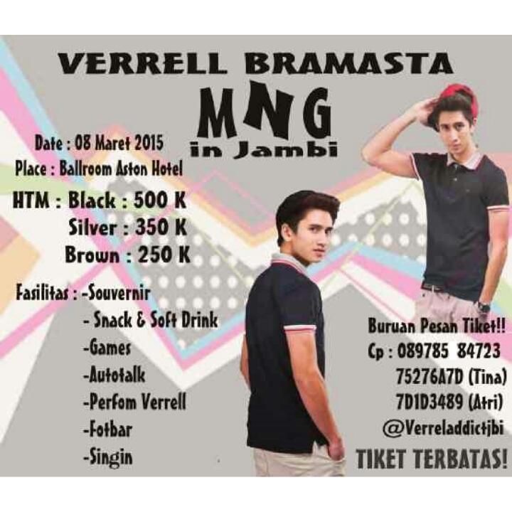 Soon MnG VerrelBramasta di jambi 8 maret 2015 tempat balroom astonhotel jambi, Cp: 08978584723 / 085382714818