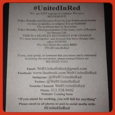 This is NOT a Group or Coalition. This is a MOVEMENT! #UnitedInRed IG @WeRUnitedInRed Facebook: We Are United In Red