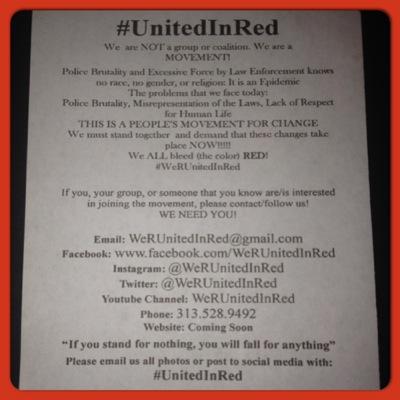 This is NOT a Group or Coalition. This is a MOVEMENT! #UnitedInRed IG @WeRUnitedInRed Facebook: We Are United In Red