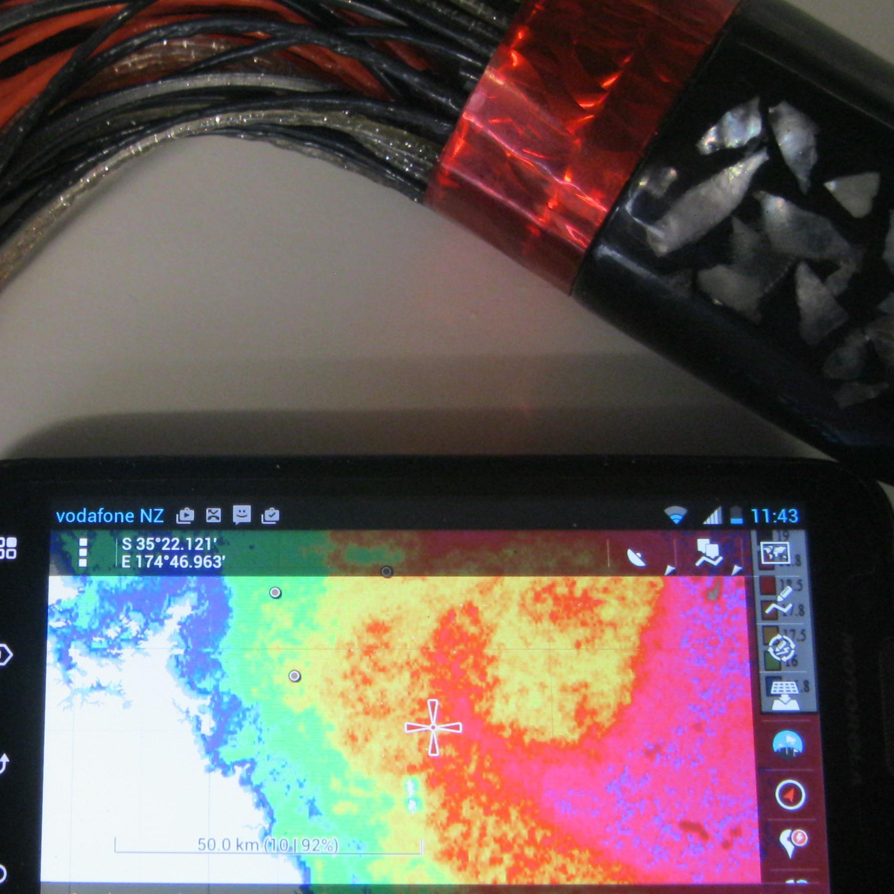 Sea surface temperature mapping for Iphone  Ipad  Android Phone Tablets.