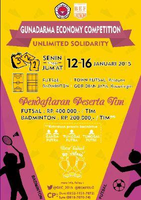 GUNADARMA ECONOMY COMPETITION | BEM FE UG | Total Hadiah JUTAAN Rupiah!!! | Futsal dan Badminton