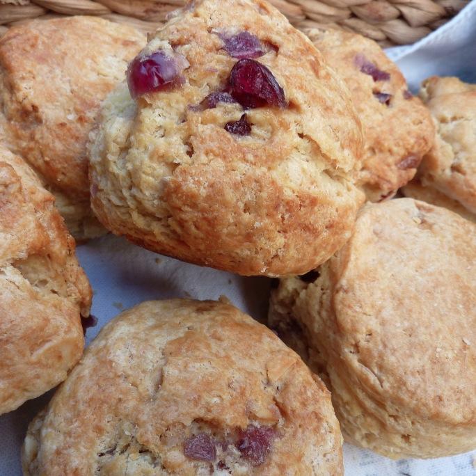 Baking handmade spelt scones in our wood-fired oven. Offering both sweet and savoury delights with a choice of preserves, clotted cream and speciality teas.