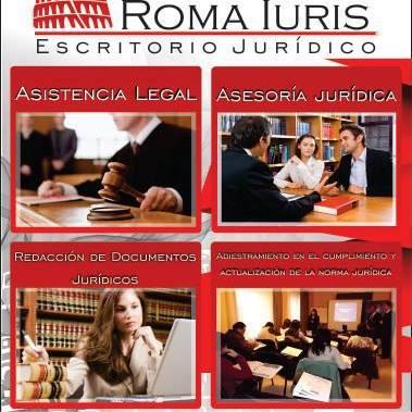 Roma Iuris Escritorio Jurídico
   Servicios Jurídicos Integrales dedicados a conocer las necesidades legales de nuestros clientes.