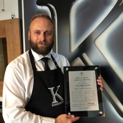 Master Craftsman SRSB British Grand Master Barber Uber Groomer/ owner- award winning K Barbers Emporium, Leigh on Sea. Andis Int' Educator & mhfed ambassodor