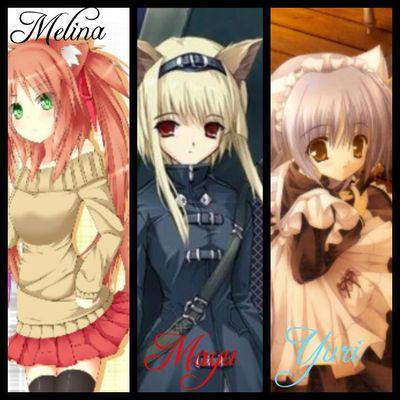 Hi I'm Melina 18 and a singer#Single/Hiya I'm Mayu 17 and a Ninja#Single/H-Hello I' Yuri 16 and work at a maid coffee#Single/#OpenRP#Multivers