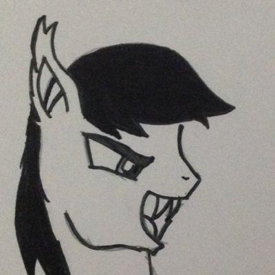 A friendly batpony, who has very sharp fangs and #taken by my lovely @minec_andra. 3