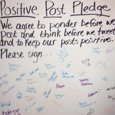 This page is used to spread positivity! DM us any messages to share. Remember to ponder before you post and think before you tweet  #positiveposting