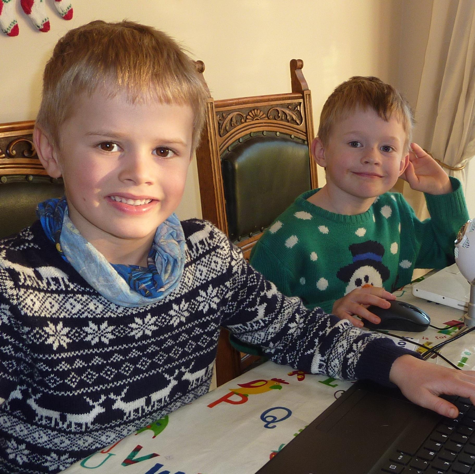 Two brothers, Adam (7) and Rufus (6), learning to make Youtube videos. Mum trying to suss out the editing thing.