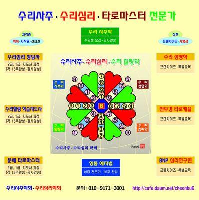 ● 천부경 6의 비밀을 푼 보적
● 천부경 타로카드(한국 토종) 
● 보적 수리사주(창시자)는 세계 최고의 '숫자로 푼 운세감정법'
● 색채미술심리카드 탄생
● 개운법ㆍ수련법ㆍ명상법
    (010-8558-3000)