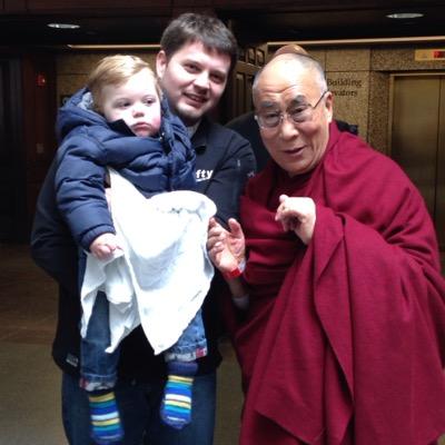 This picture contains a global spiritual icon and the Dalai Lama.